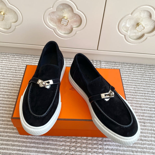HM 25S SLIP-ON IN BLACK SUEDE WITH SILVER HARDWARE