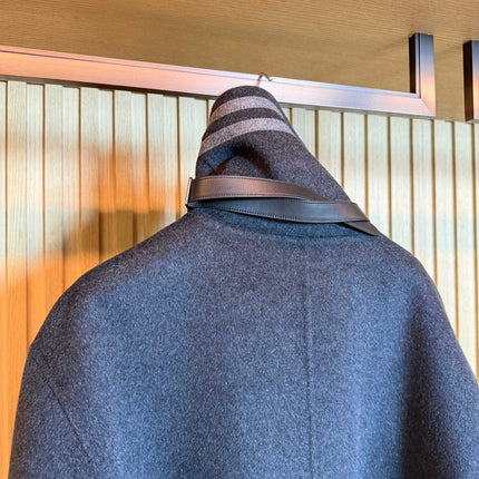 HERMES 25S LONG STAND-COLLAR CASHMERE COAT 317