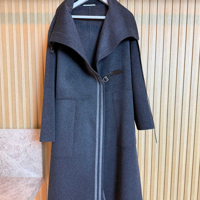 HERMES 25S LONG STAND-COLLAR CASHMERE COAT 317