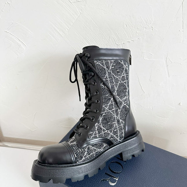 D-UNIT ANKLE BOOT BLACK CALFSKIN WITH CANNAGE TWEED