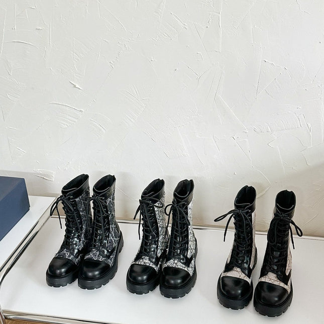 D-UNIT ANKLE BOOT BLACK CALFSKIN WITH CANNAGE TWEED