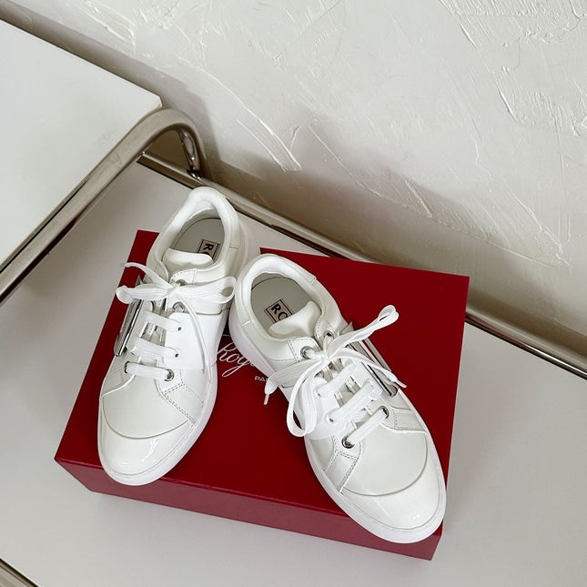 VIV' SKATE SNEAKERS IN WHITE CALFSKIN SILVER BUCKLE
