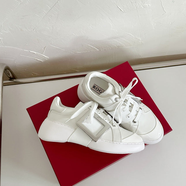 VIV' SKATE SNEAKERS IN WHITE CALFSKIN SILVER BUCKLE