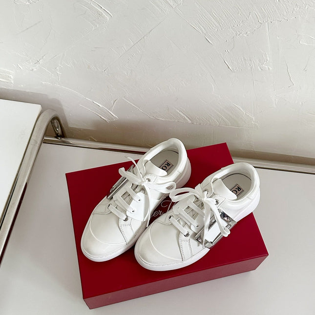 VIV' SKATE SNEAKERS IN WHITE CALFSKIN SILVER BUCKLE