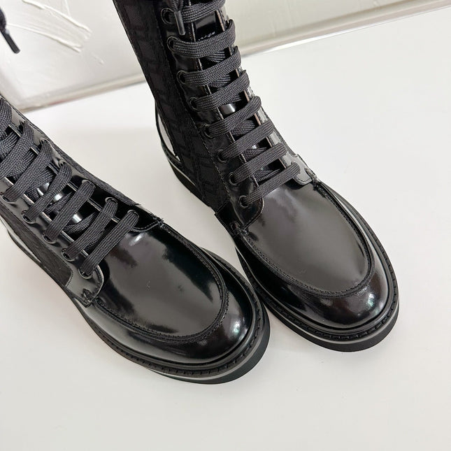 VIV' RANGERS STRASS BUCKLE BOOTS IN BLACK FABRICS