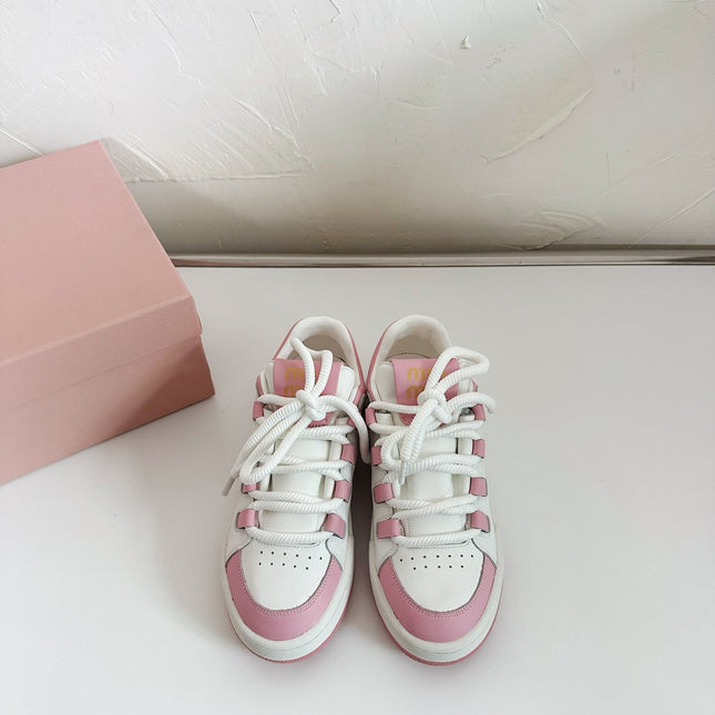 SNEAKERS SIMPLE DESIGN IN PINK MIX WHITE SHEEPSKIN