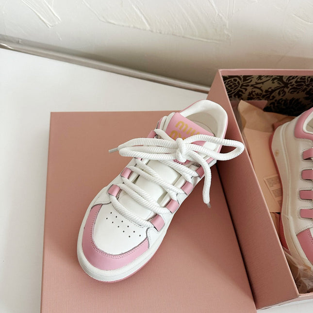 SNEAKERS SIMPLE DESIGN IN PINK MIX WHITE SHEEPSKIN