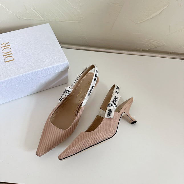 J'ADIOR SLINGBACK PUMP NUDE PINK TECHNICAL FABRIC 65 MM