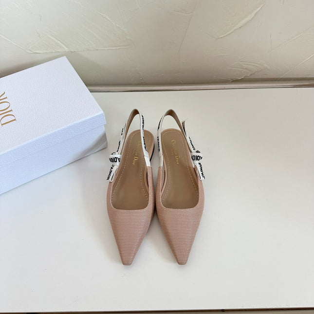 J'ADIOR SLINGBACK FLAT NUDE PINK TECHNICAL FABRIC