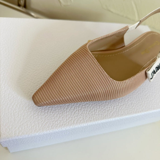J'ADIOR SLINGBACK FLAT NUDE PINK TECHNICAL FABRIC