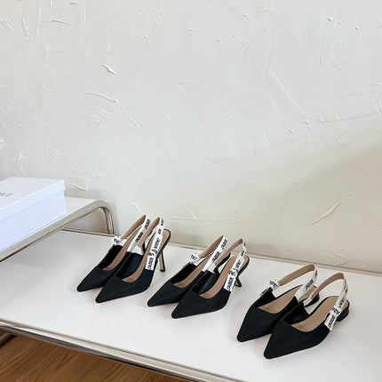 J'ADIOR SLINGBACK FLAT BLACK TECHNICAL FABRIC