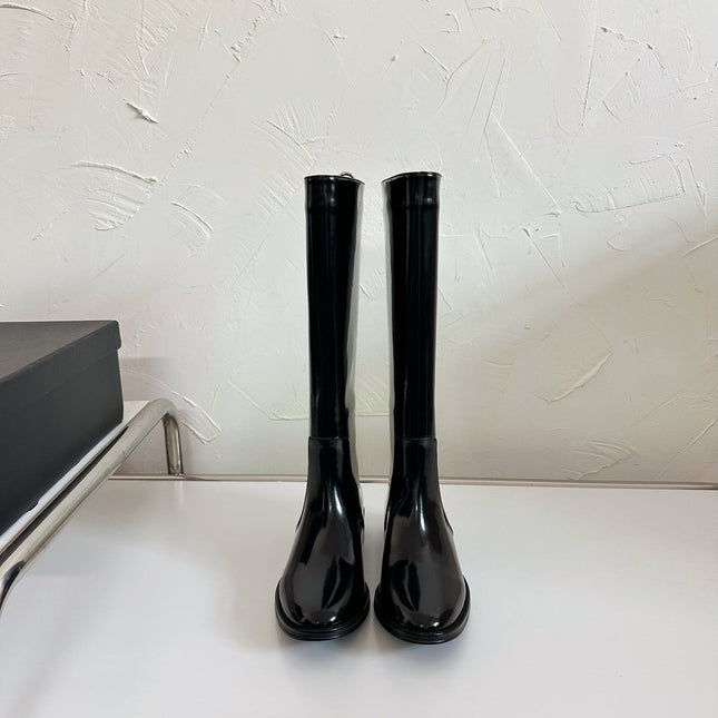 HUNT BOOTS IN BLACK GLAZED CALFSKIN