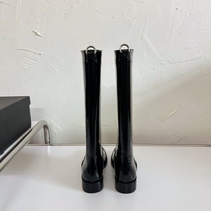 HUNT BOOTS IN BLACK GLAZED CALFSKIN