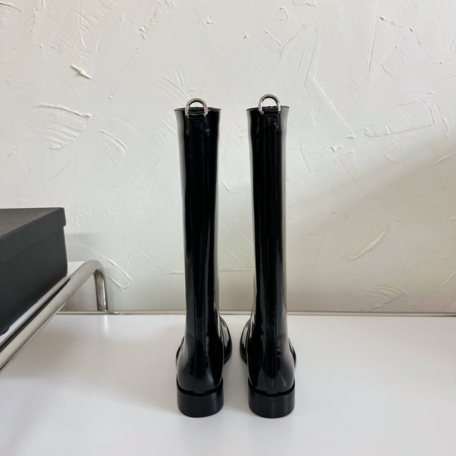 HUNT BOOTS IN BLACK GLAZED CALFSKIN