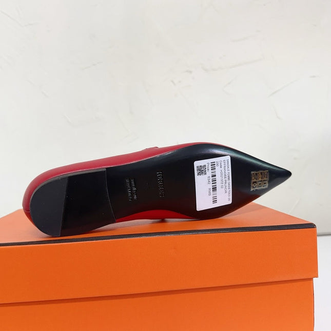 KIARA FLAT PUMP IN RUBY RED CALFSKIN