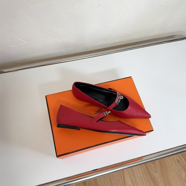 KIARA FLAT PUMP IN RUBY RED CALFSKIN