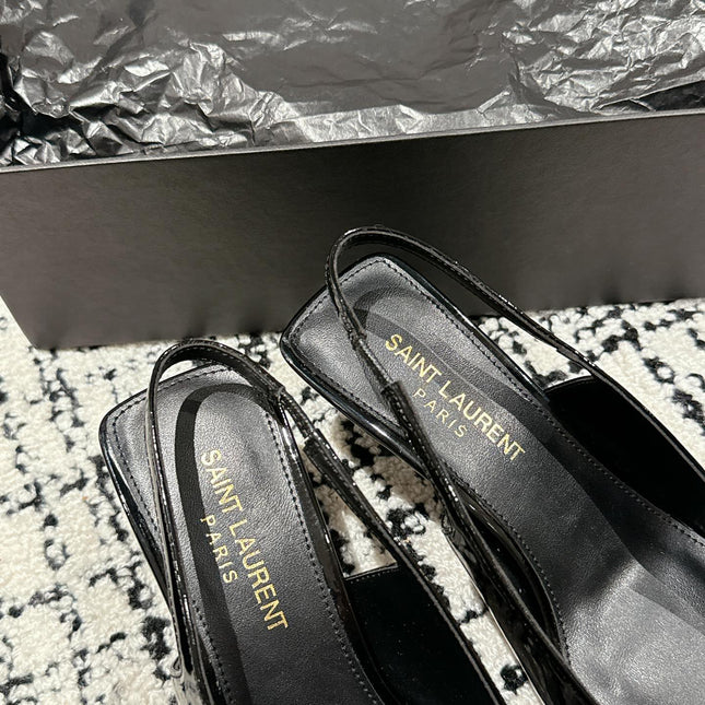 SL CARINE SLINGBACKS PUMP 45 BLACK CALFSKIN