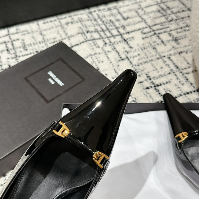 SL CARINE SLINGBACKS PUMP 45 BLACK CALFSKIN