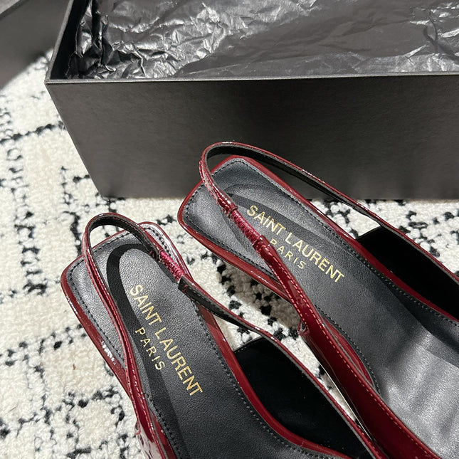 SL CARINE SLINGBACKS PUMP 45 BERRY CALFSKIN