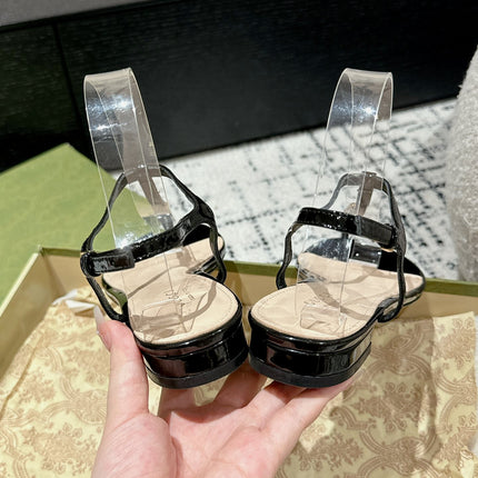 THONG SANDAL IN BLACK CALFSKIN WITH GOLD HARDWARE