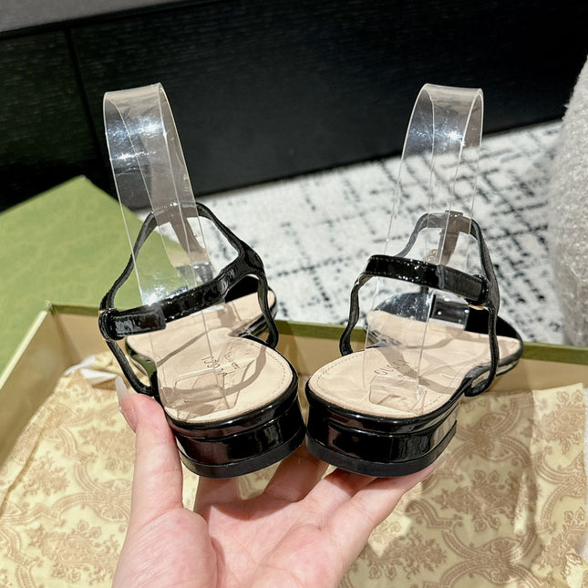 THONG SANDAL IN BLACK CALFSKIN WITH GOLD HARDWARE