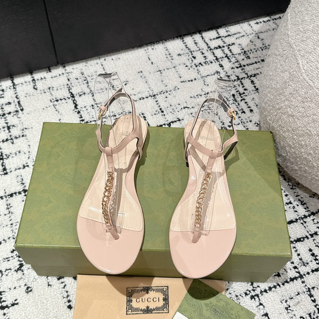 THONG SANDAL IN ALMOND BEIGE CALFSKIN WITH GOLD HARDWARE