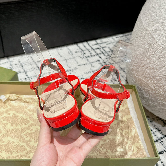 THONG SANDAL IN CANDY RED CALFSKIN WITH GOLD HARDWARE