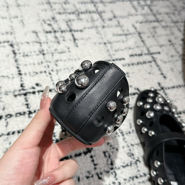 ALAIA PEARL MARY JANE SHOES IN BLACK LAMBSKIN