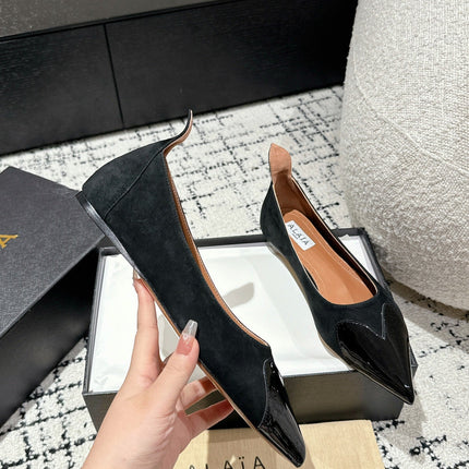 ALAIA PUMP 1 CM IN BLACK SUEDE MIX BLACK CALFSKIN