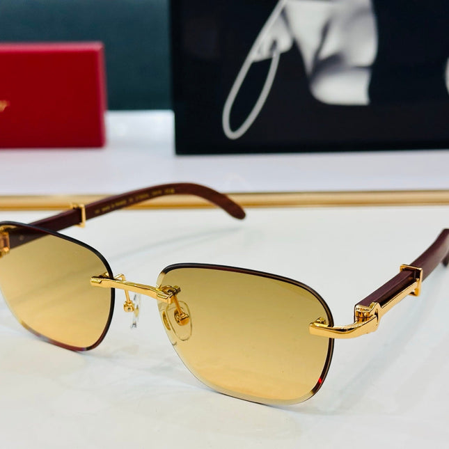 C DE RIMLESS SQUARE FRAME SUNGLASSES CT0605S IN METAL AND WOODEN