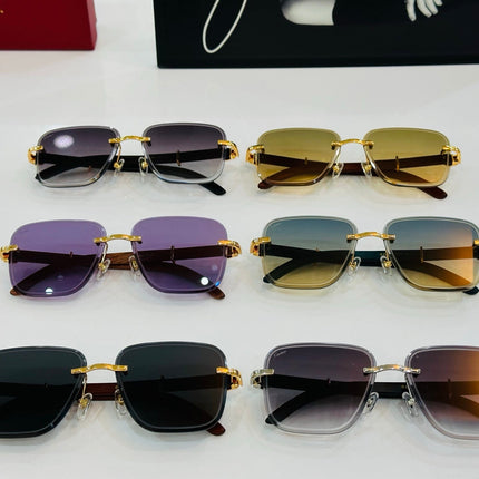 C DE RIMLESS RECTANGULAR FRAME SUNGLASSES CT0607S IN METAL AND WOODEN