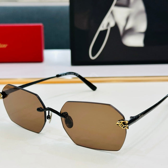 PANTHÈRE RIMLESS GEOMETRIC FRAME SUNGLASSES CT0504S IN METAL