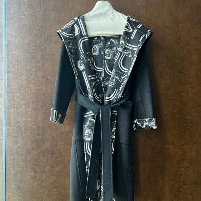 HERMES 25S REVERSIBLE LONG HOODED COAT 049