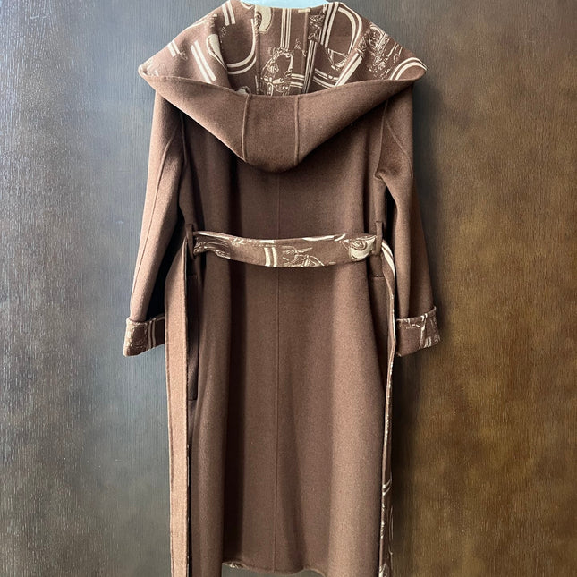 HERMES 25S REVERSIBLE LONG HOODED COAT 048