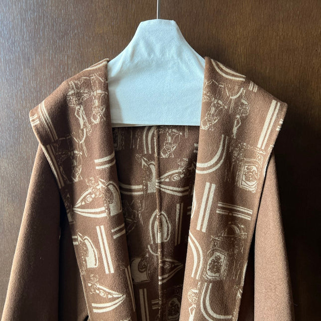 HERMES 25S REVERSIBLE LONG HOODED COAT 046