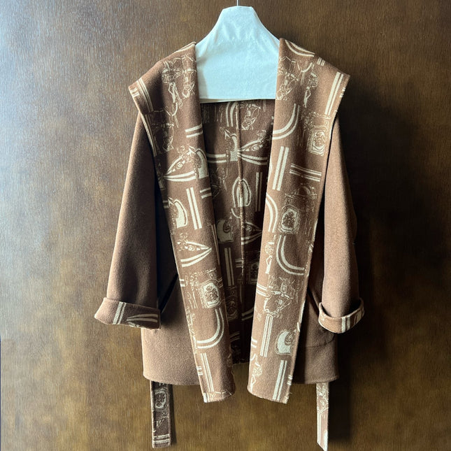 HERMES 25S REVERSIBLE LONG HOODED COAT 046