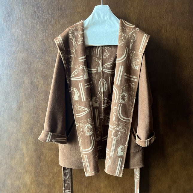 HERMES 25S REVERSIBLE LONG HOODED COAT 046