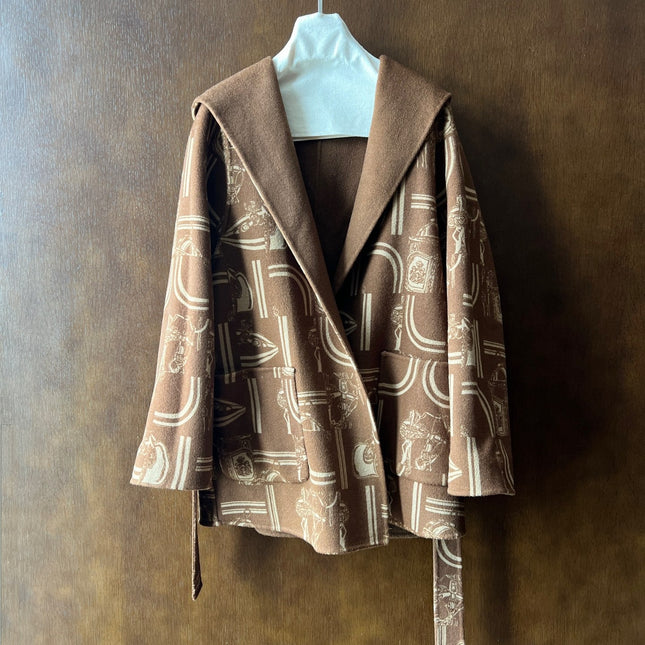 HERMES 25S REVERSIBLE LONG HOODED COAT 046