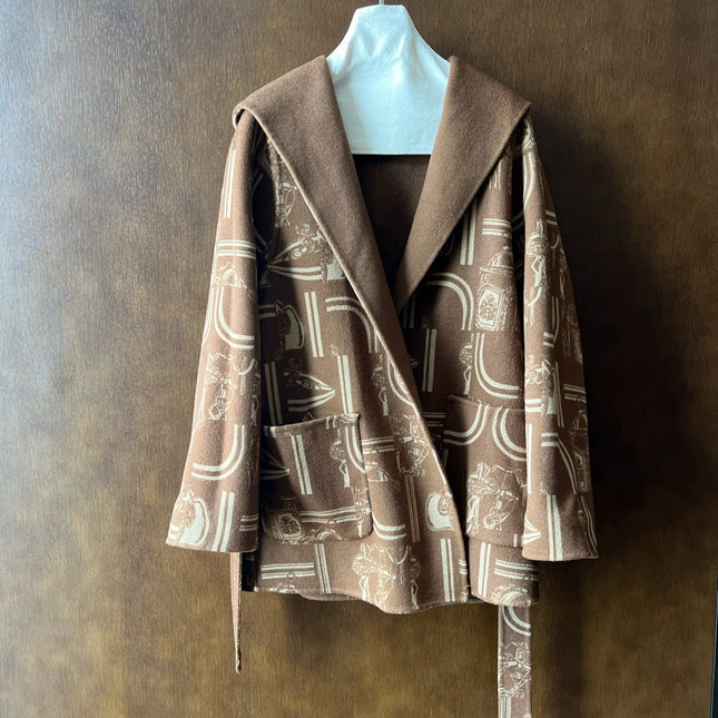 HERMES 25S REVERSIBLE LONG HOODED COAT 046