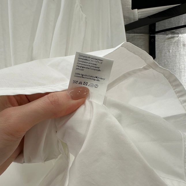 LOEWE WHITE LONG SLEEVE SHIRT WITH PLEATED WAIST