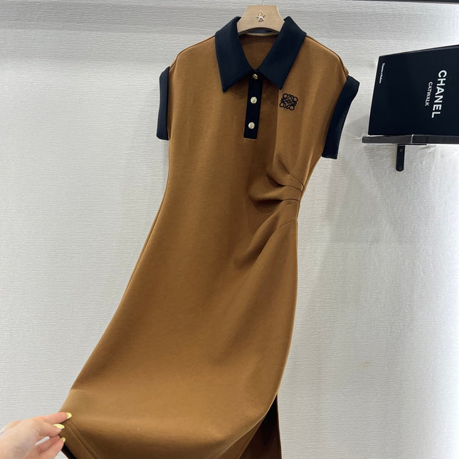 SHORT-SLEEVE COLLAR DRESS 25S IN COTTON 265670