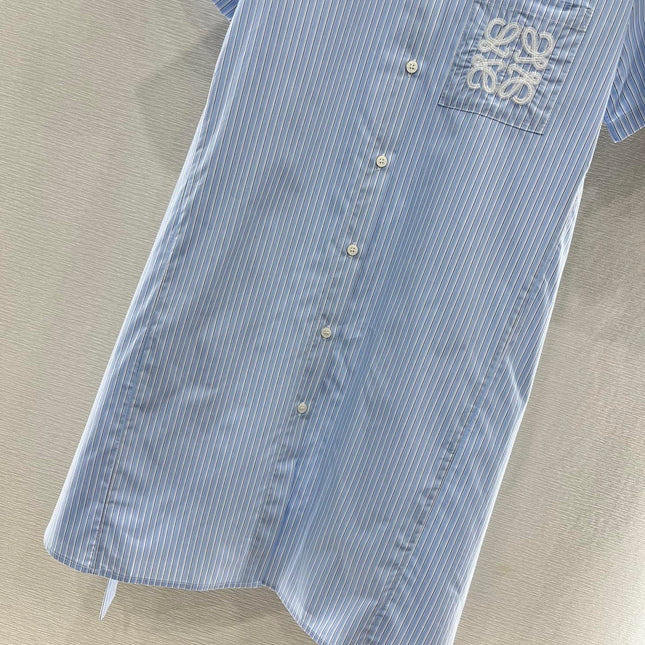 BELTED STRIPED EMBROIDERED DRESS 25S IN COTTON 265664