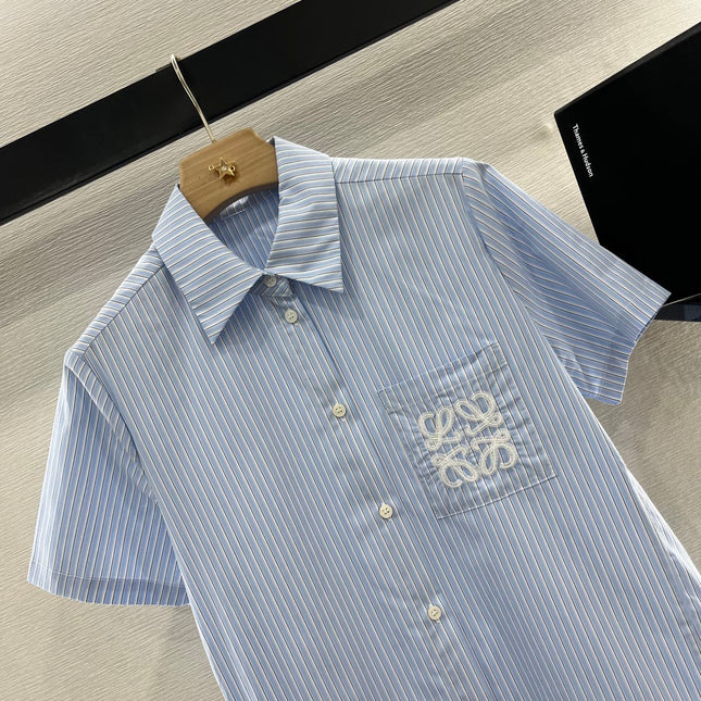 BELTED STRIPED EMBROIDERED DRESS 25S IN COTTON 265664