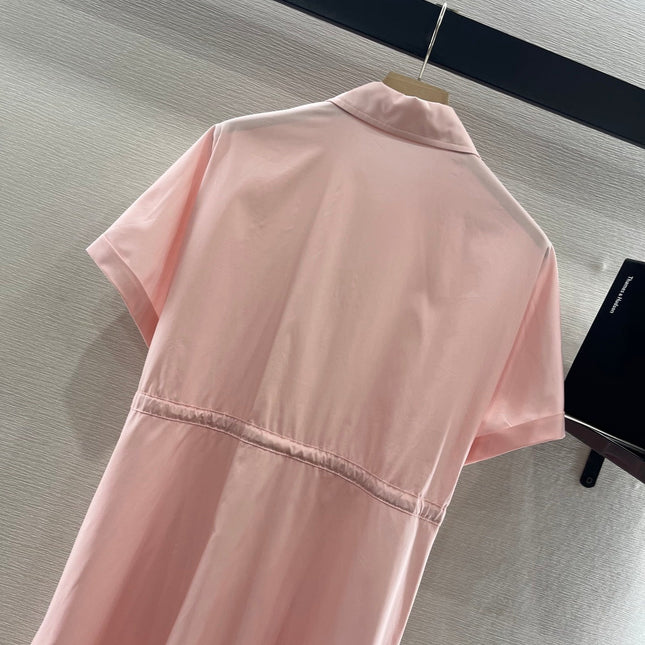 MIUMIU LIGHT PINK DRESS WITH DRAWSTRING WAIST