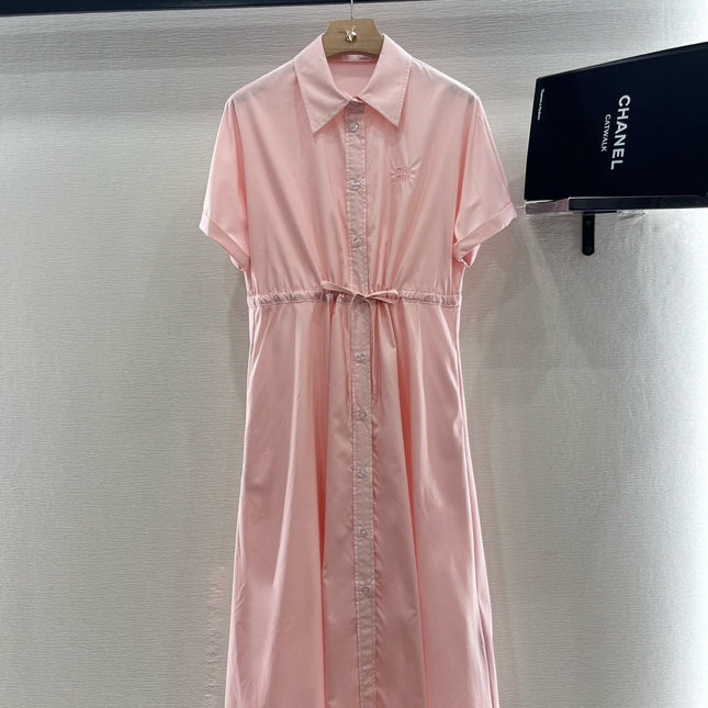 MIUMIU LIGHT PINK DRESS WITH DRAWSTRING WAIST