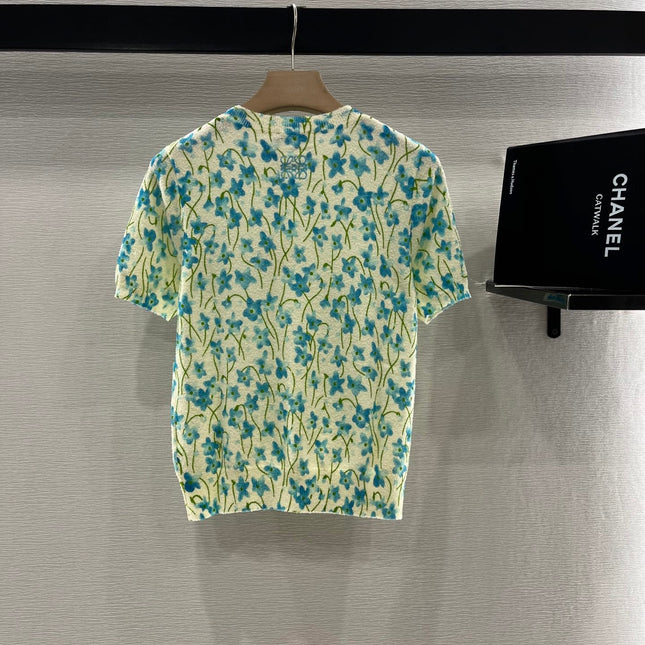 LOEW 25S SHORT SLEEVE SWEATER KNIT FLORAL 264994