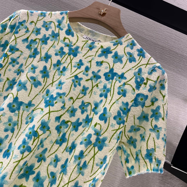 LOEW 25S SHORT SLEEVE SWEATER KNIT FLORAL 264994