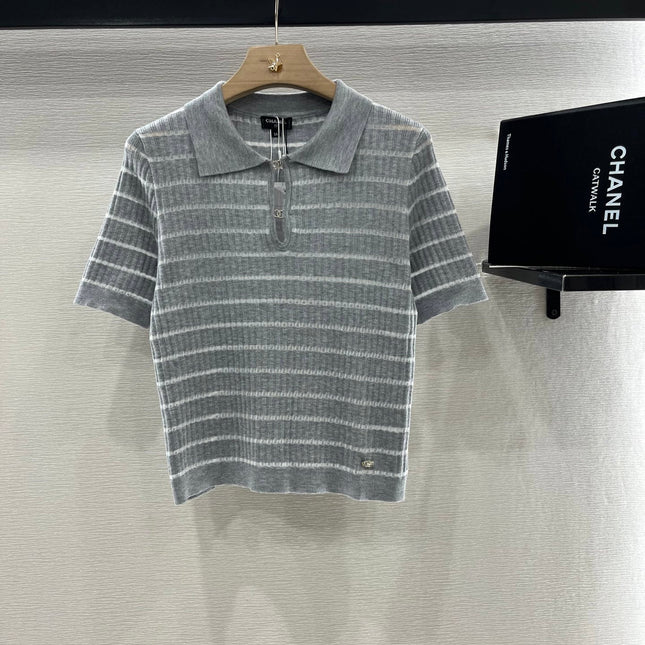 CHANEL SHORT SLEEVE KNIT TOP