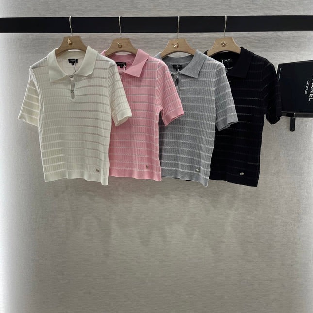 CHANEL SHORT SLEEVE KNIT TOP
