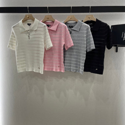 CHANEL SHORT SLEEVE KNIT TOP